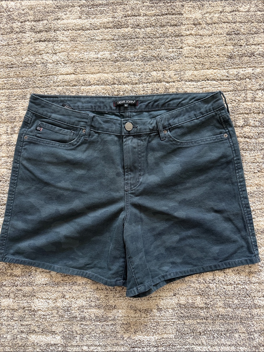 Dear John Dark Teal High-Rise Jean Shorts